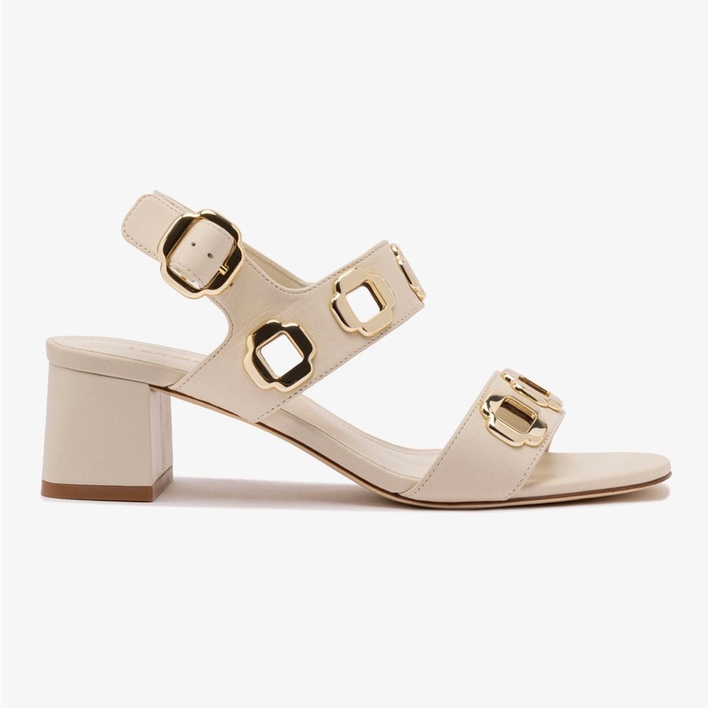 Larroude Milan Sandal in Ivory Leather - Picture 3 of 9
